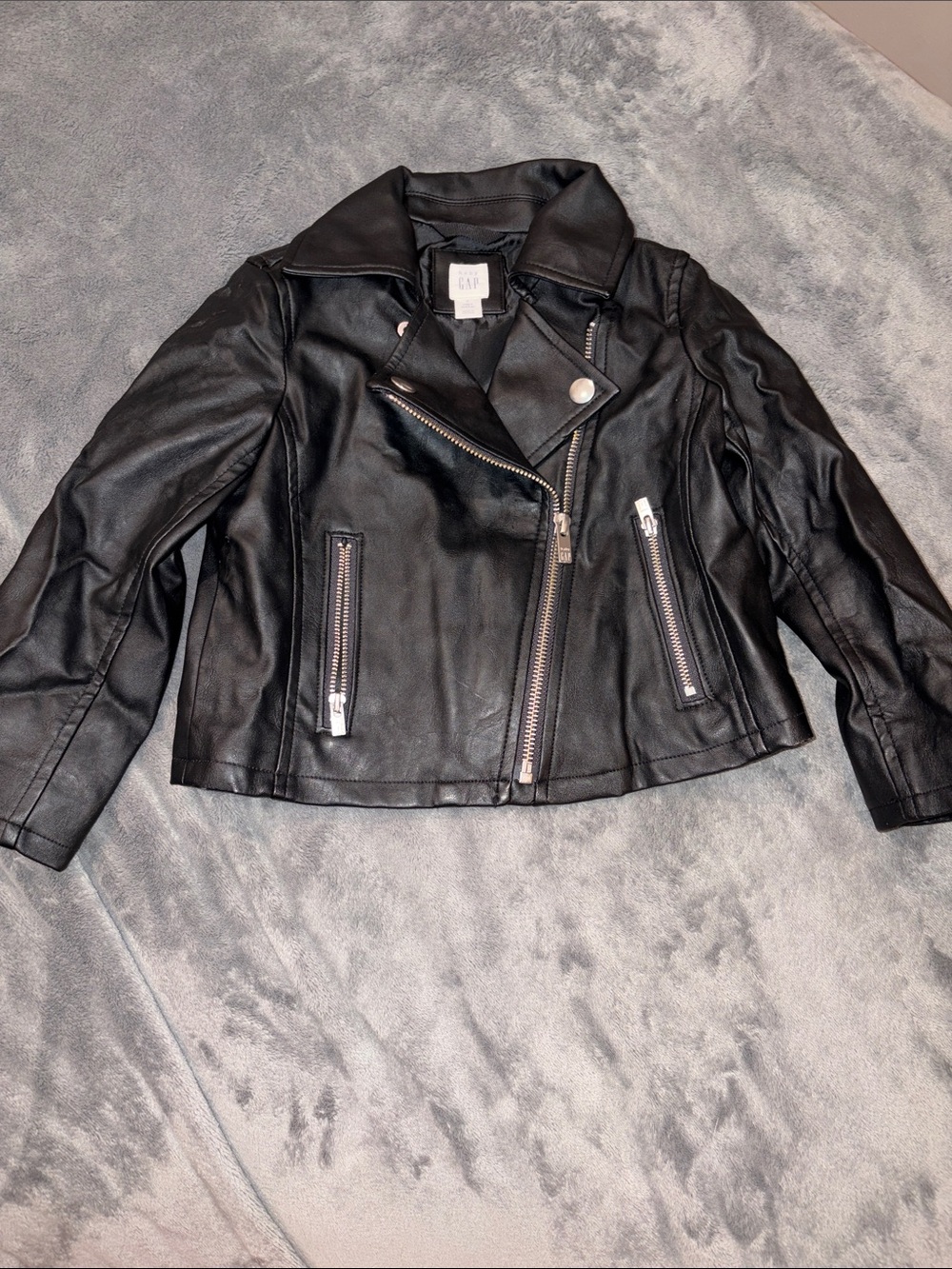 Baby GAP Toddler Girl Black Faux Leather Moto Jacket